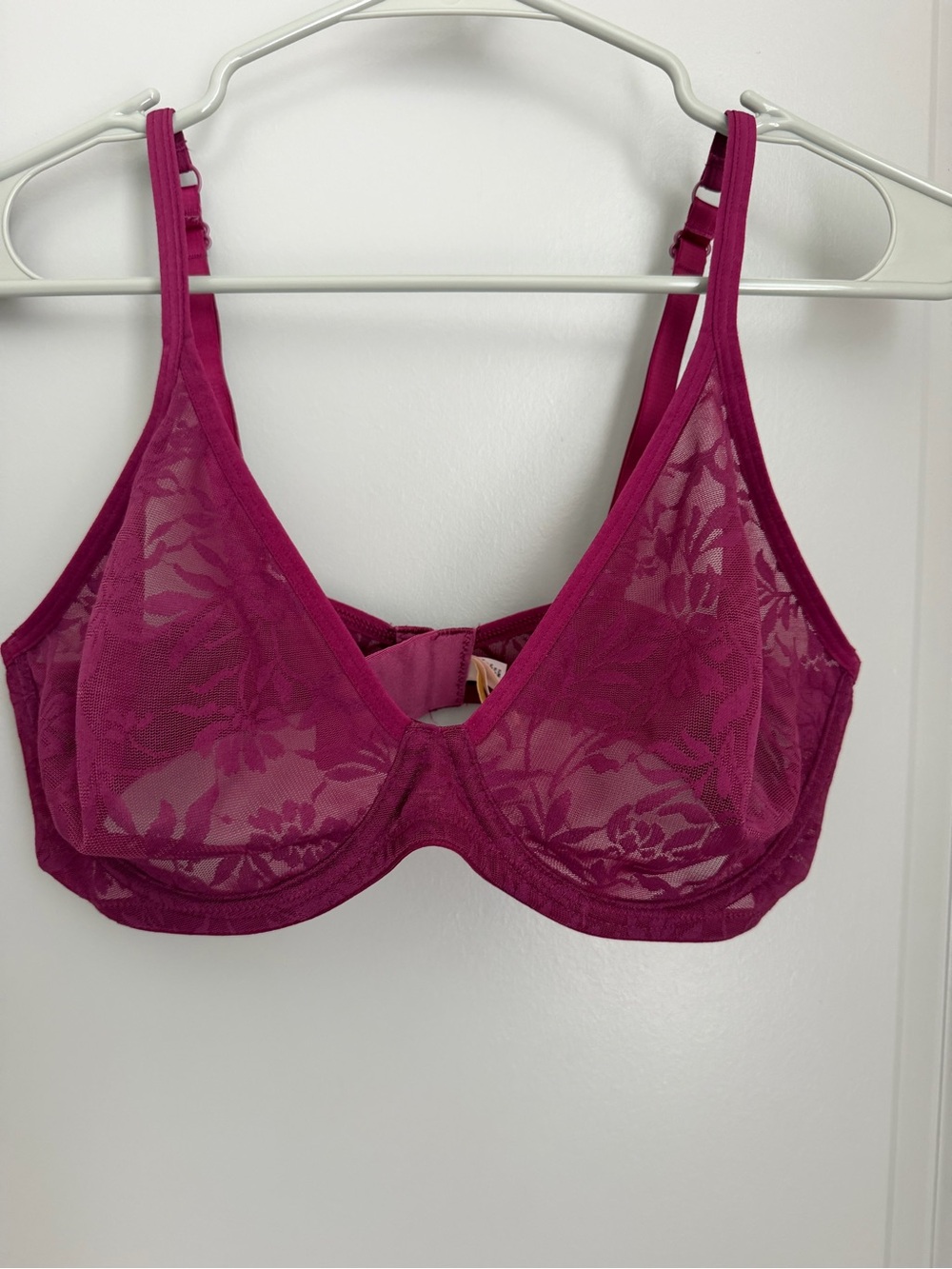 LOVE by Gap 36D Burgundy Sheer Floral Mesh Underwire Unlined Bra